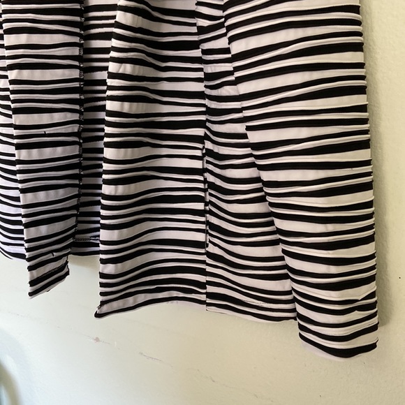 Kasper Ribbed Stretch Open Front Blazer Jacket Black White Zebra Striped PL - Picture 5 of 10